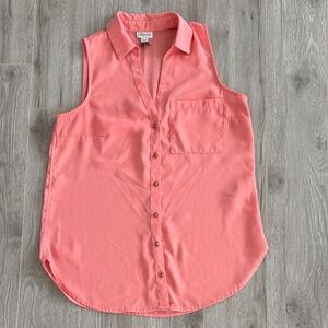 Dynamite Coral Sleeveless Button-Down Shirt